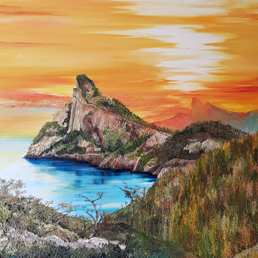 01102 - Sunset over Formentor Mallorca oil on canvas 60 x 60 2019